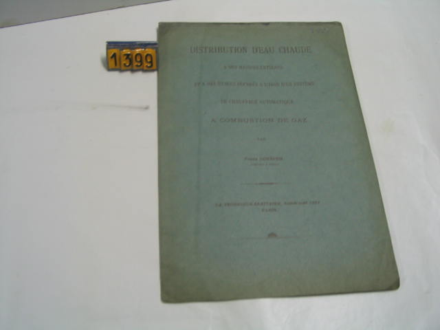  Collection ASPEG, pièce numéro 1399 : Traité sur la distribution d'eau chaude 1907