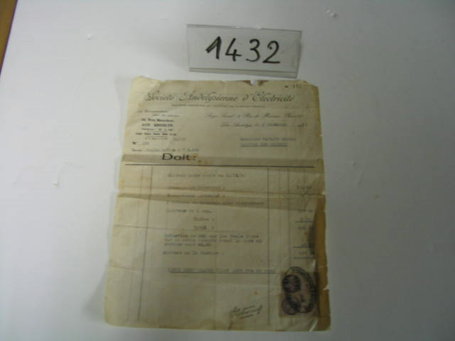  Collection ASPEG, pièce numéro 1432 : Devis d'alimentation électriqie de 2Ampère