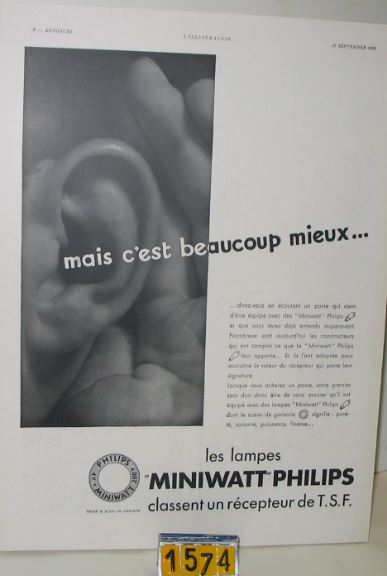  Collection ASPEG, pièce numéro 1574 : Pub Miniwatt Philips
