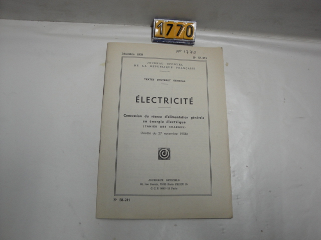 Collection ASPEG, pièce numéro 1770 : Concession du réseau électrique