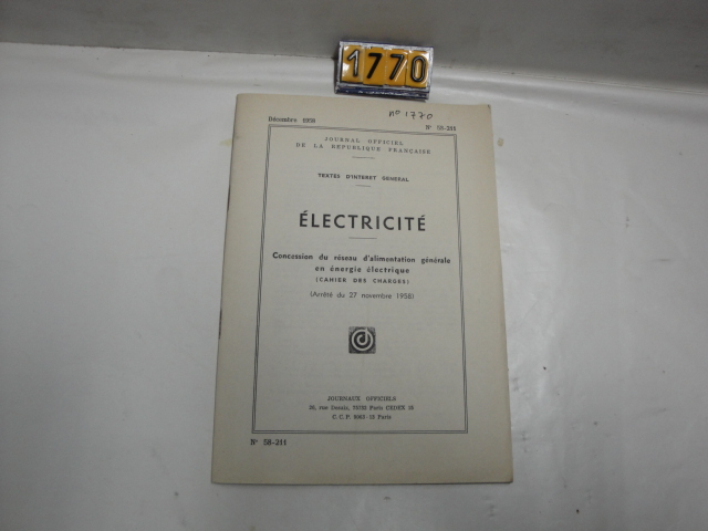 Collection ASPEG, pièce numéro 1770 : Concession du réseau électrique