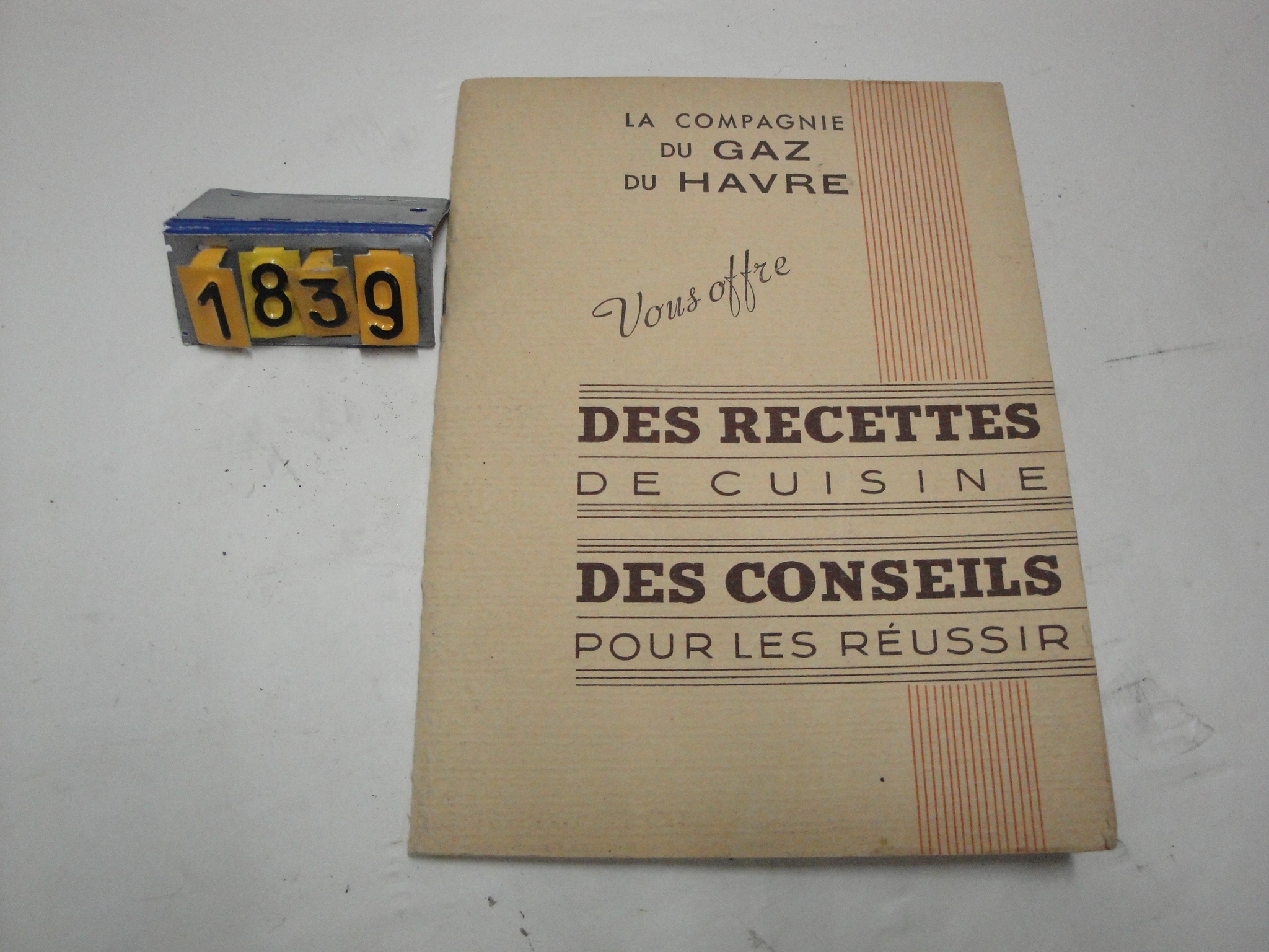  Collection ASPEG, pièce numéro 1839 : Recettes de cuisine