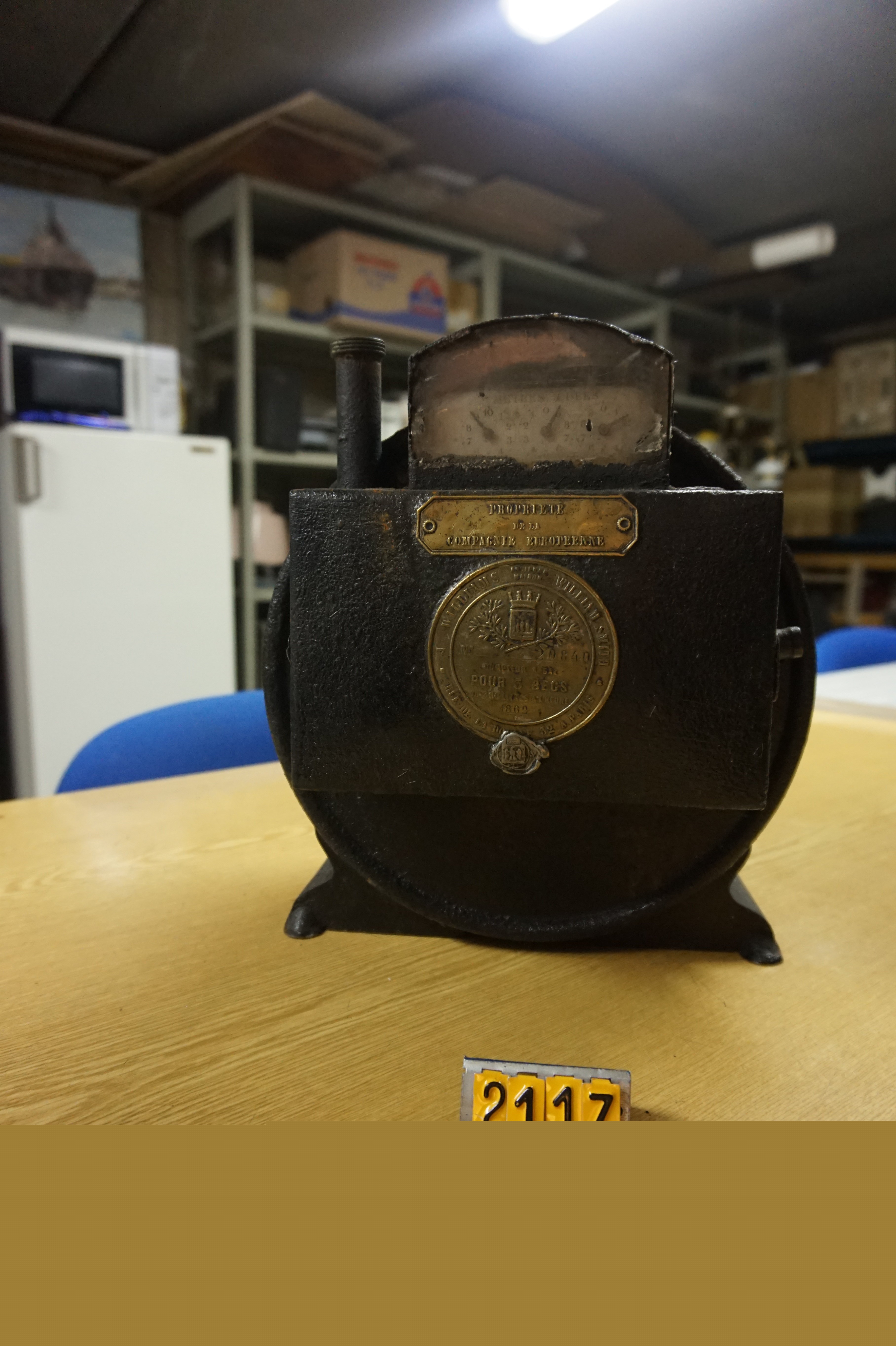  Collection ASPEG, pièce numéro 2117 : compteur gaz 1862