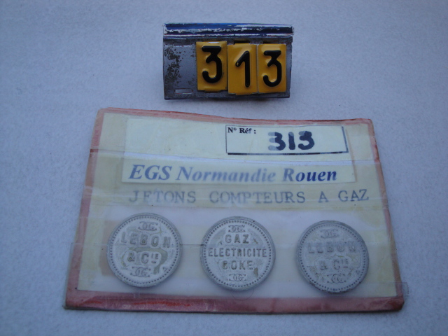  Collection ASPEG, pièce numéro 313 : Jetons compteurs à gaz
