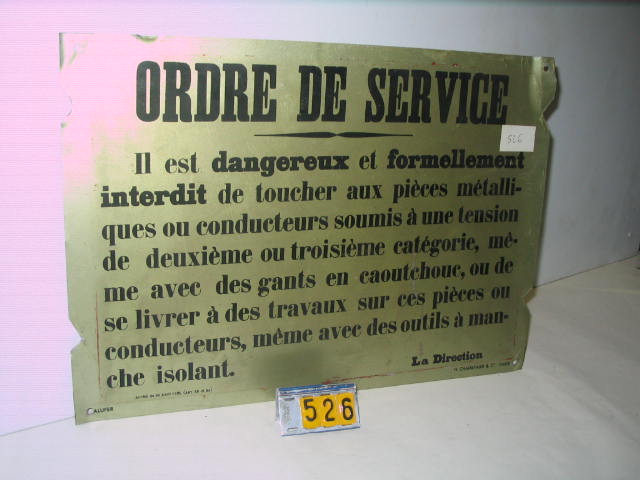  Collection ASPEG, pièce numéro 526 : Pancarte 